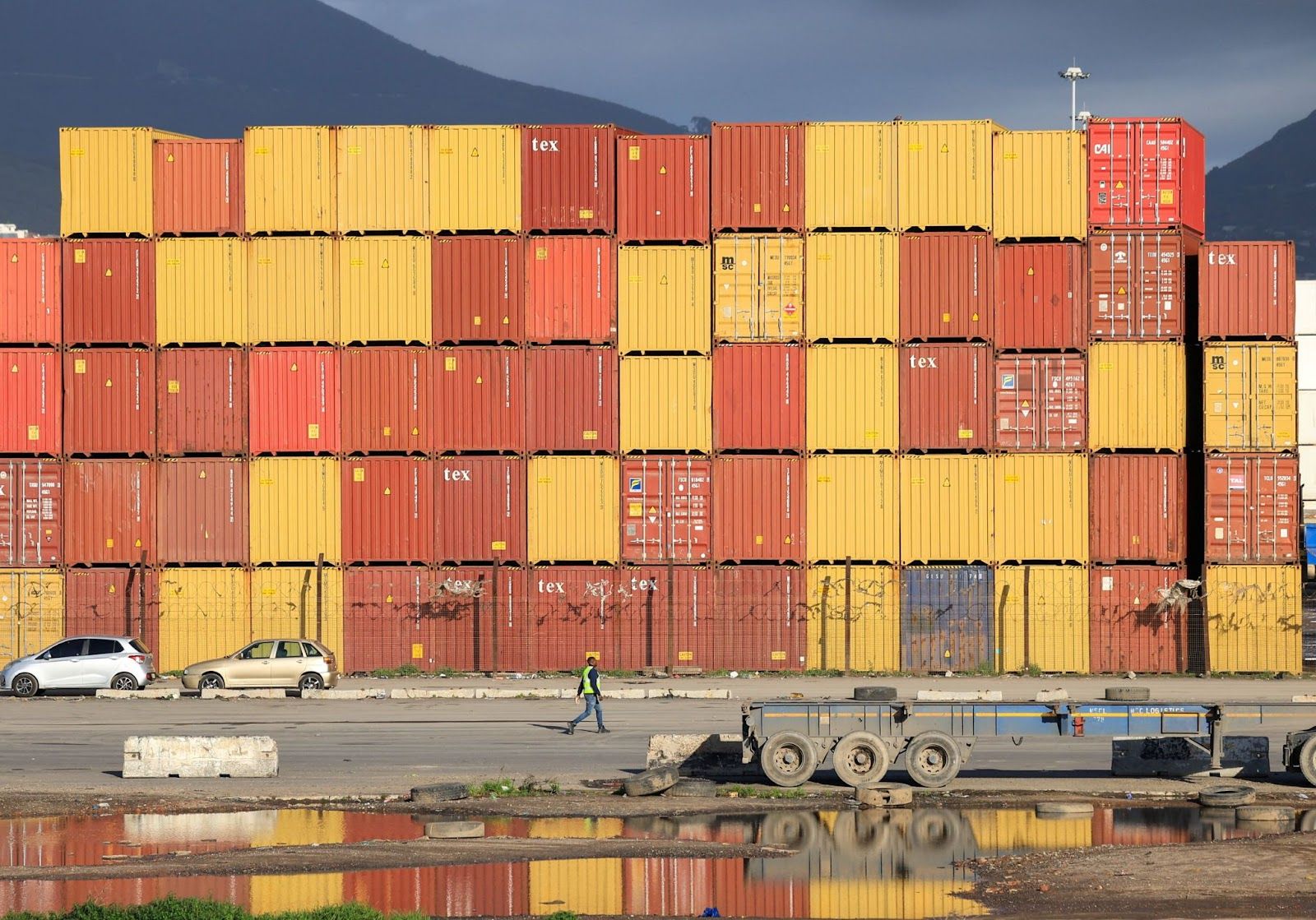 Shipping containers at a Cape Town terminal.