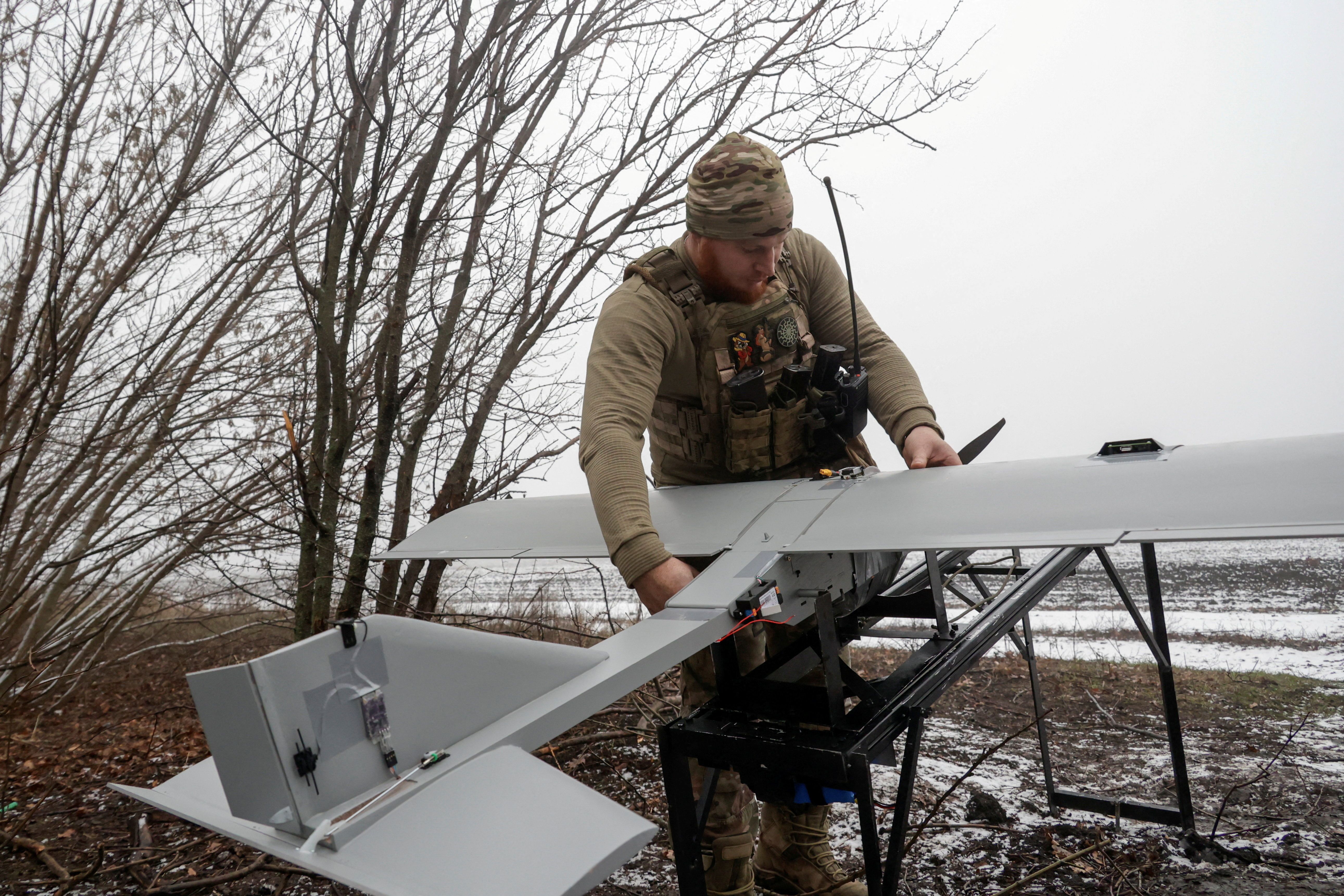 Ukrainian soldier with a drone