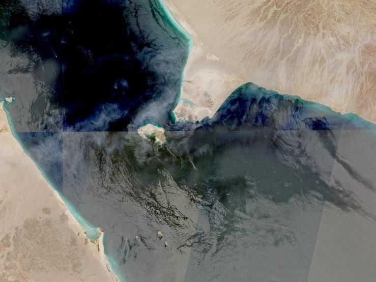 A satellite imagery shows Bab el Mandeb Strait.