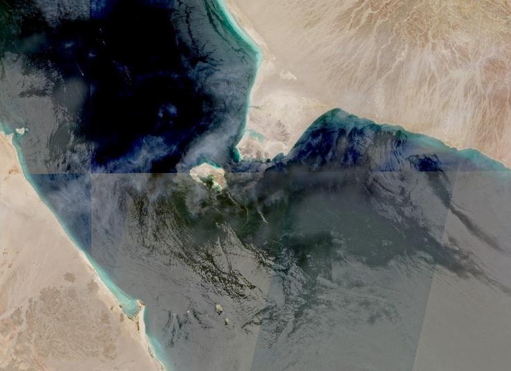 A satellite imagery shows Bab el Mandeb Strait.
