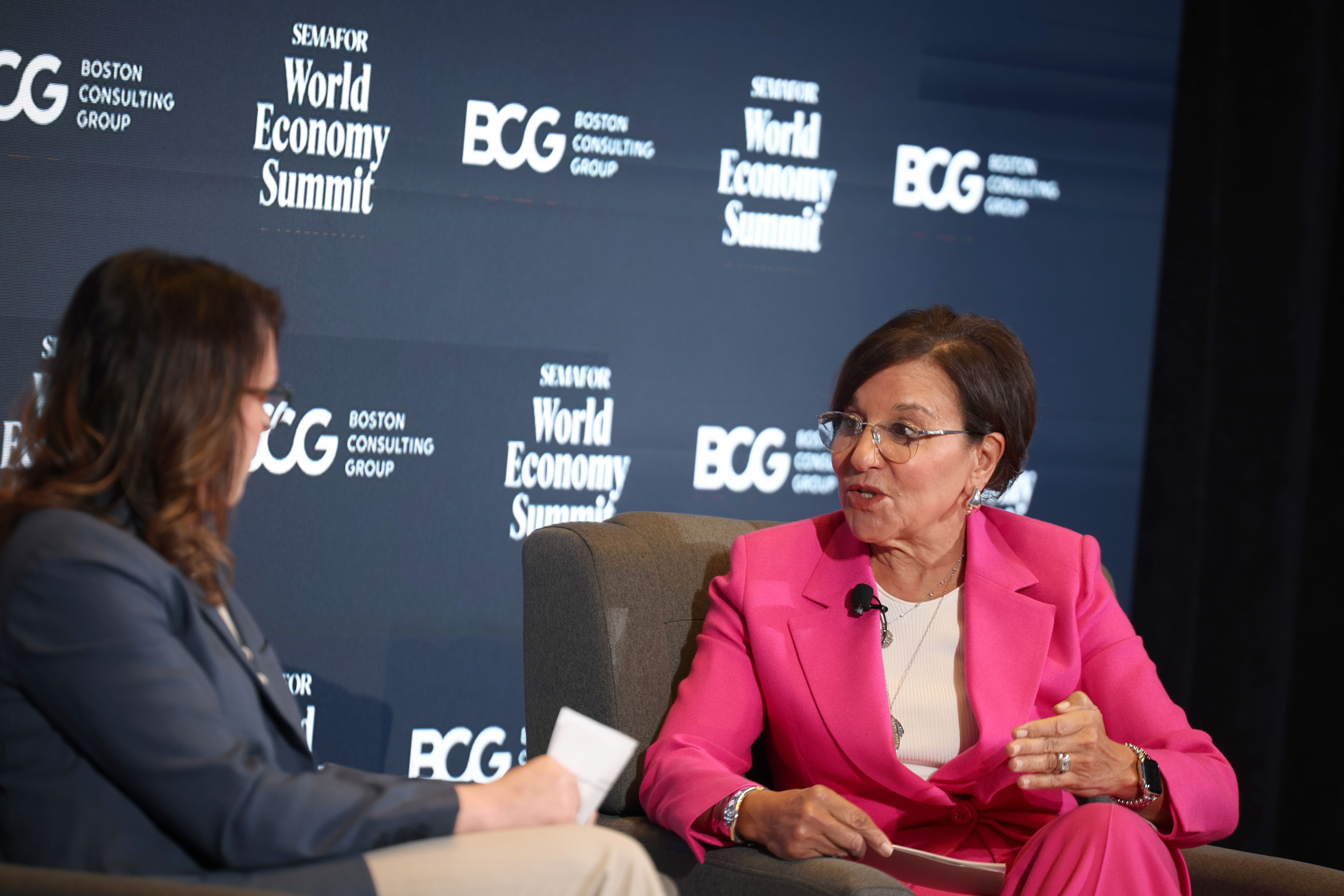 Penny Pritzker on stage. 