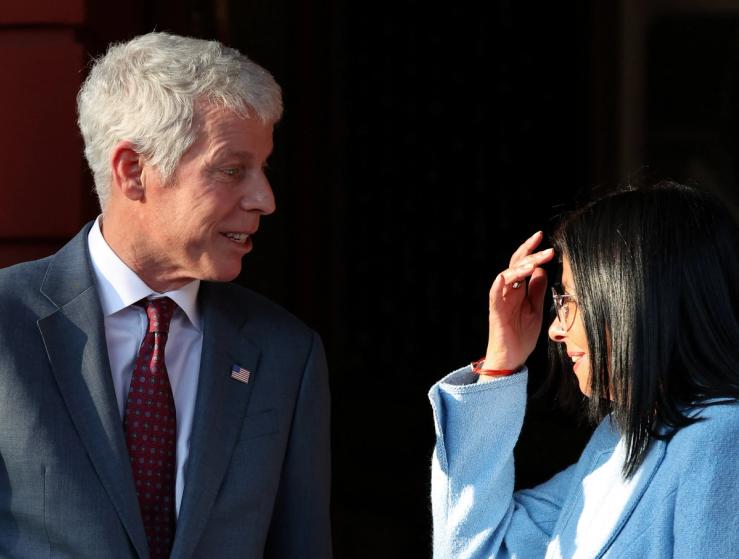 US Energy Secretary Chris Wright and Venezuela’s interim President Delcy Rodriguez