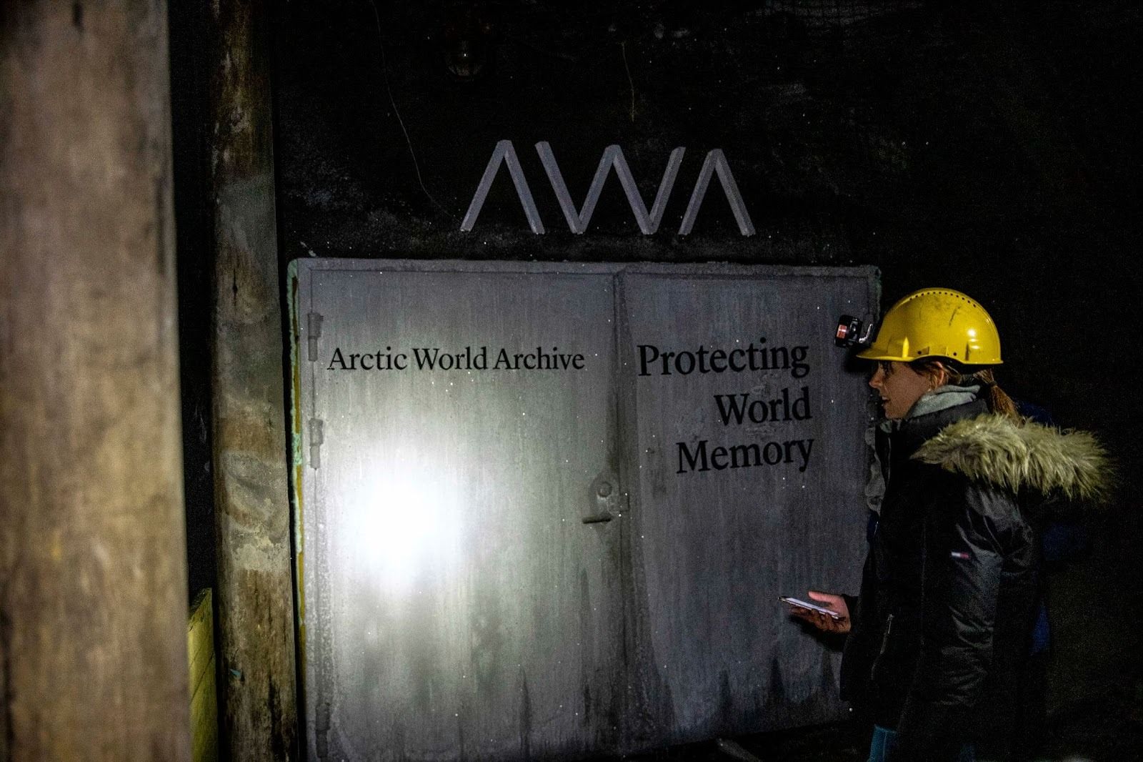 The entrance to the Arctic World Archive in Svalbard.