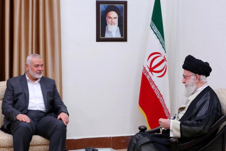 Iran’s Supreme Leader Ayatollah Ali Khamenei and Hamas’s political leader Ismail Haniyeh