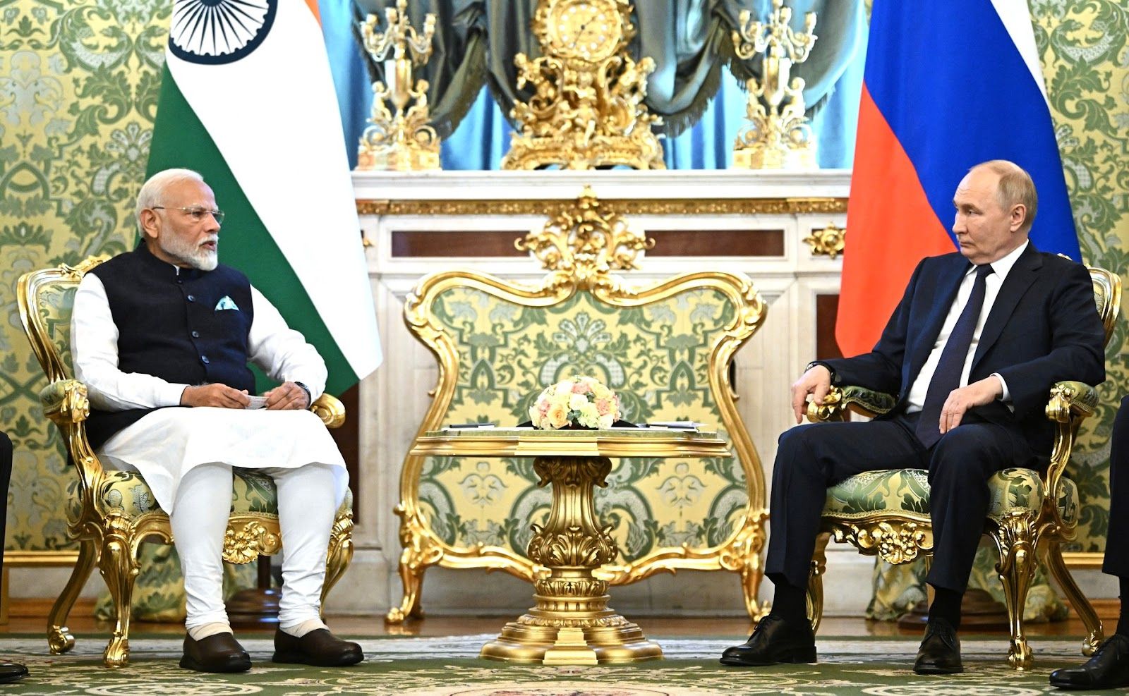 Russian President Vladimir Putin with Prime Minister of India Narendra Modi during the Russia-India talks. Photo: Sergei Bobylev, RIA Novosti 