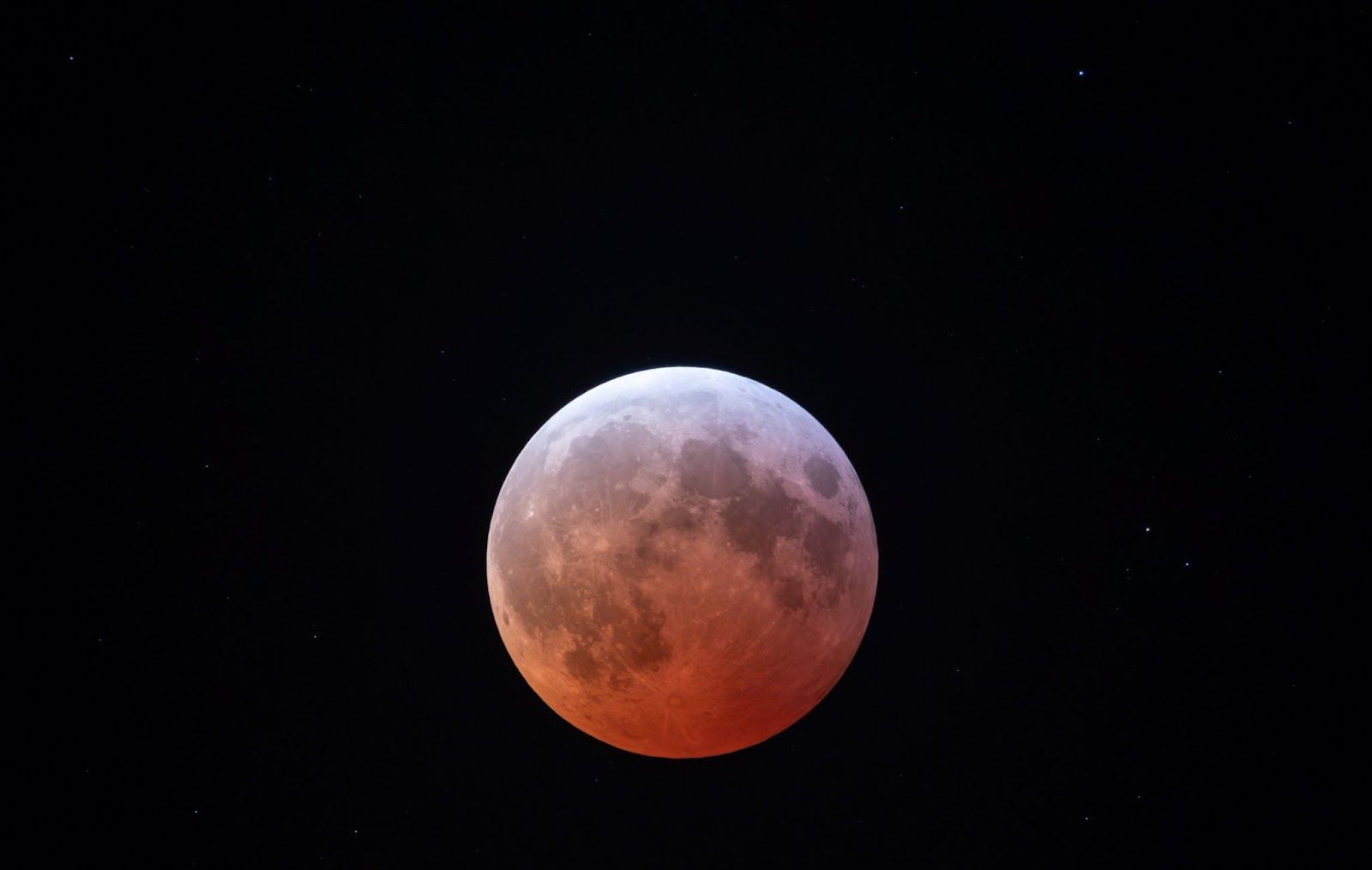 The moon is seen during a total lunar eclipse in Hopkins, South Carolina.