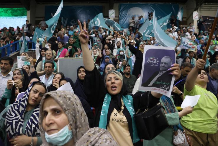 Masoud Pezeshkian’s supporters at a campaign event in June.