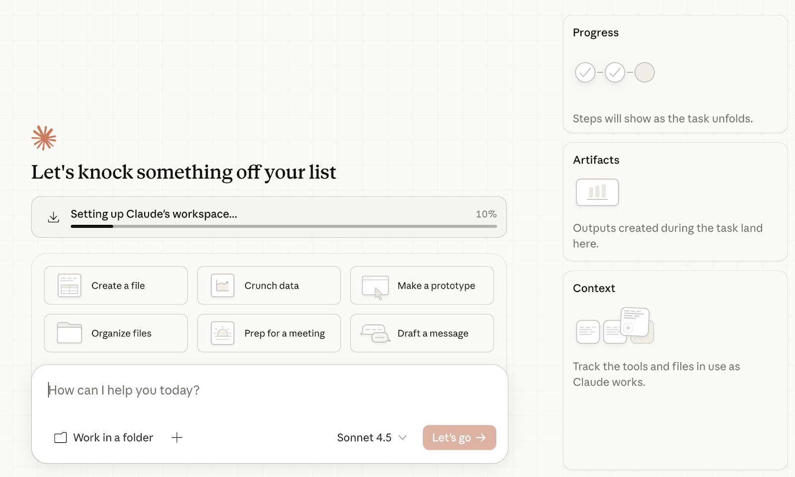 Screenshot of Claude Cowork