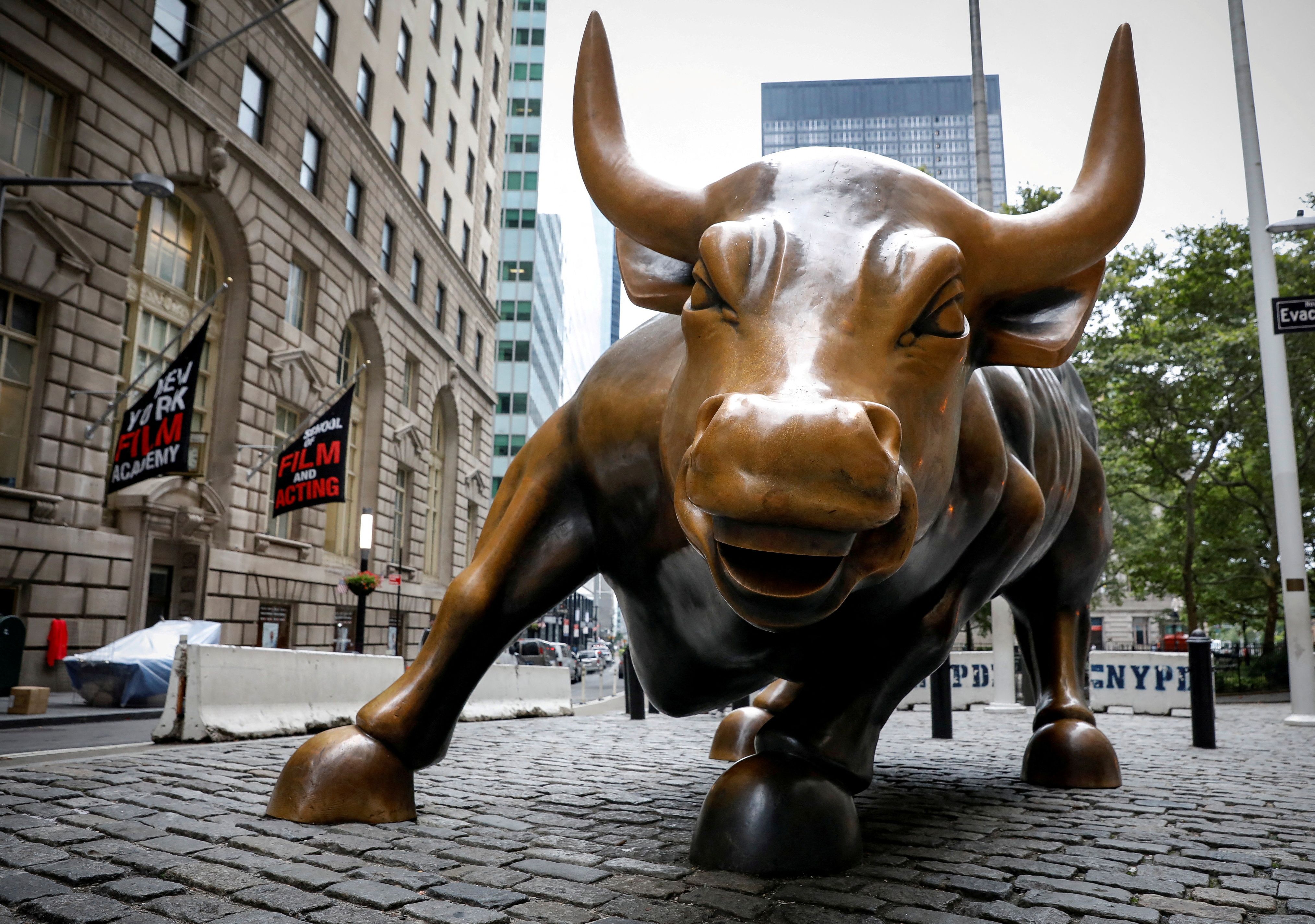 The Charging Bull sculpture on Wall Street