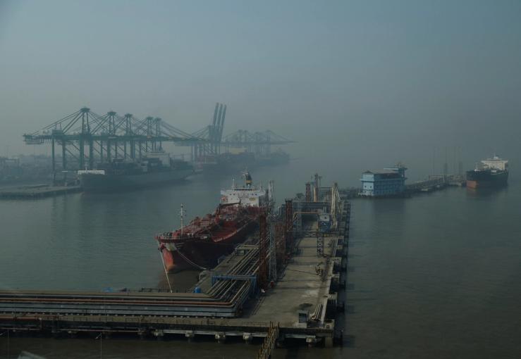 Cargo ships in Navi Mumbai, India