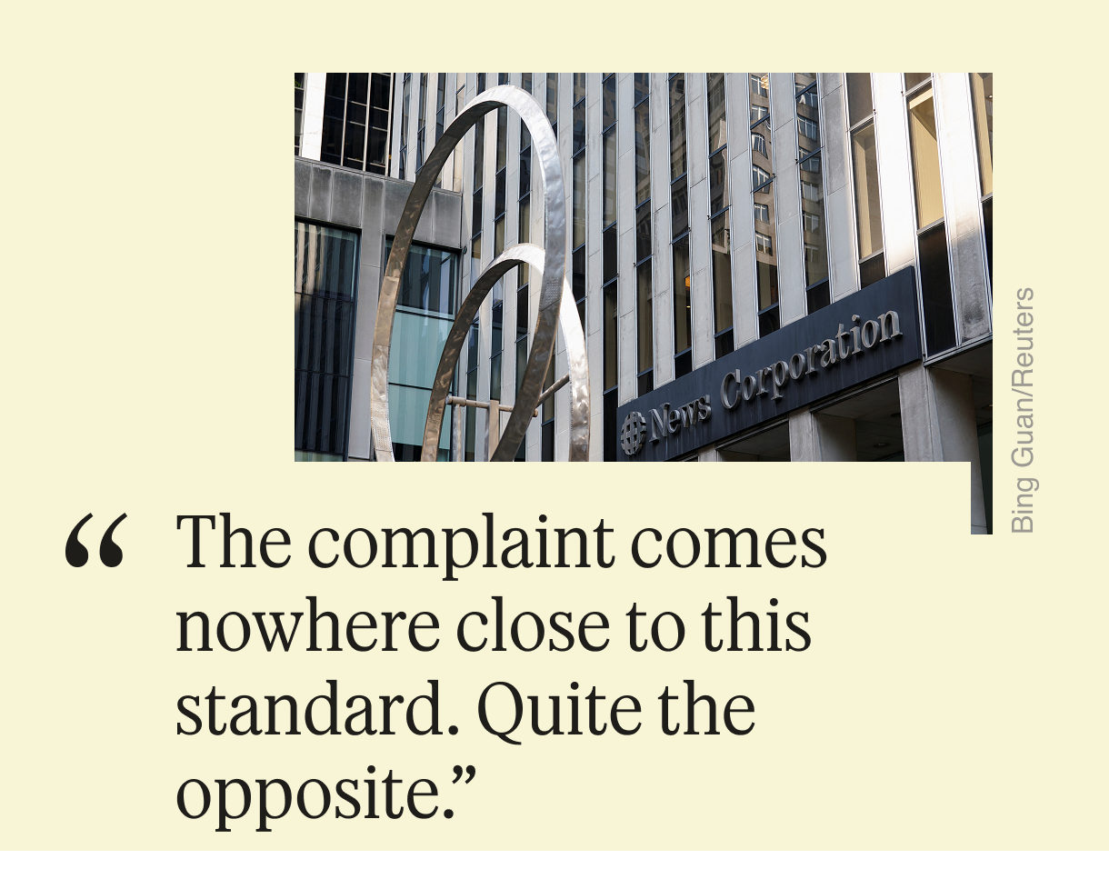 “The complaint comes nowhere close to this standard. Quite the opposite.”