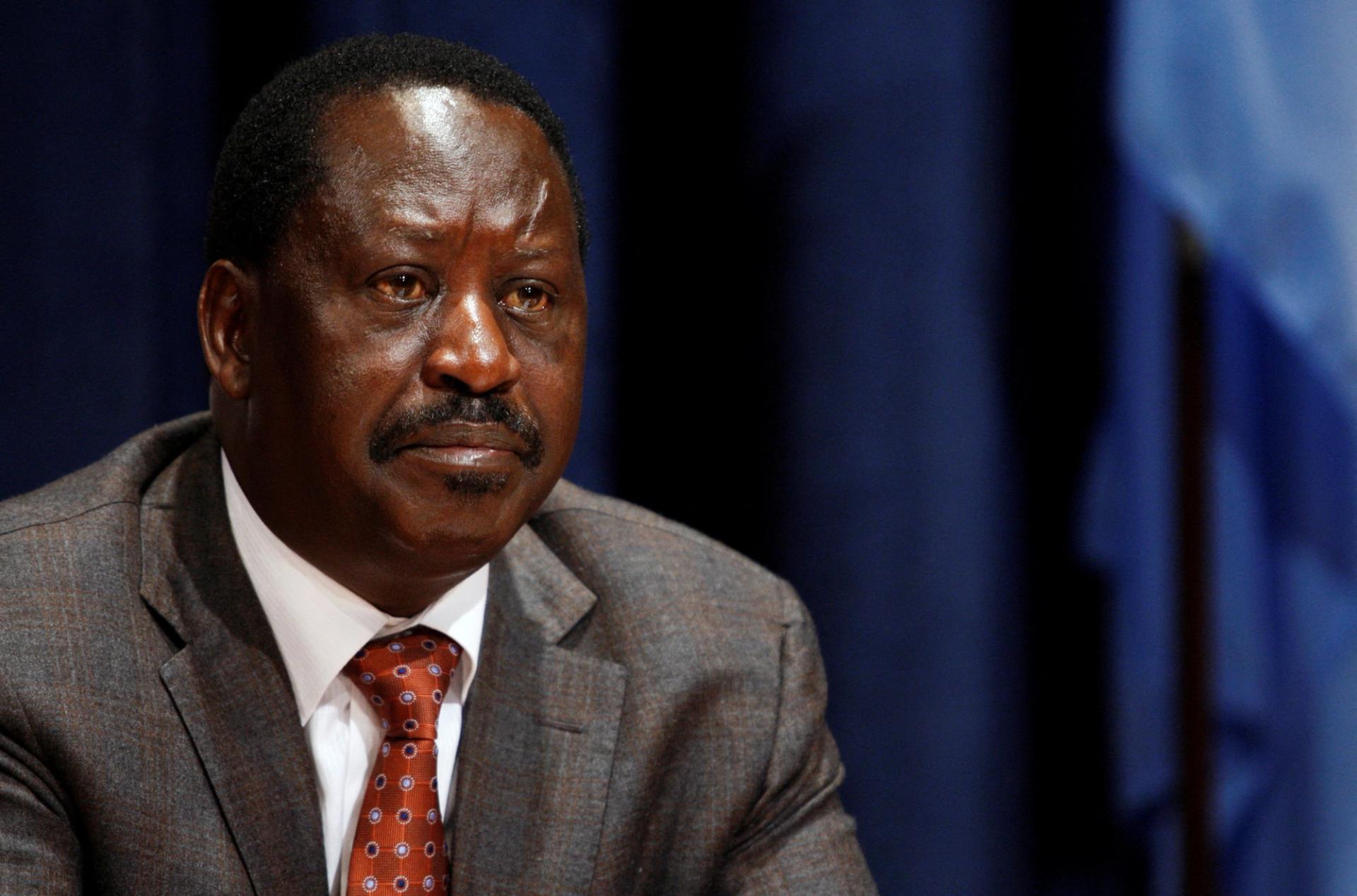 Kenya’s former Prime Minister Raila Odinga during a news conference at the UN headquarters. 