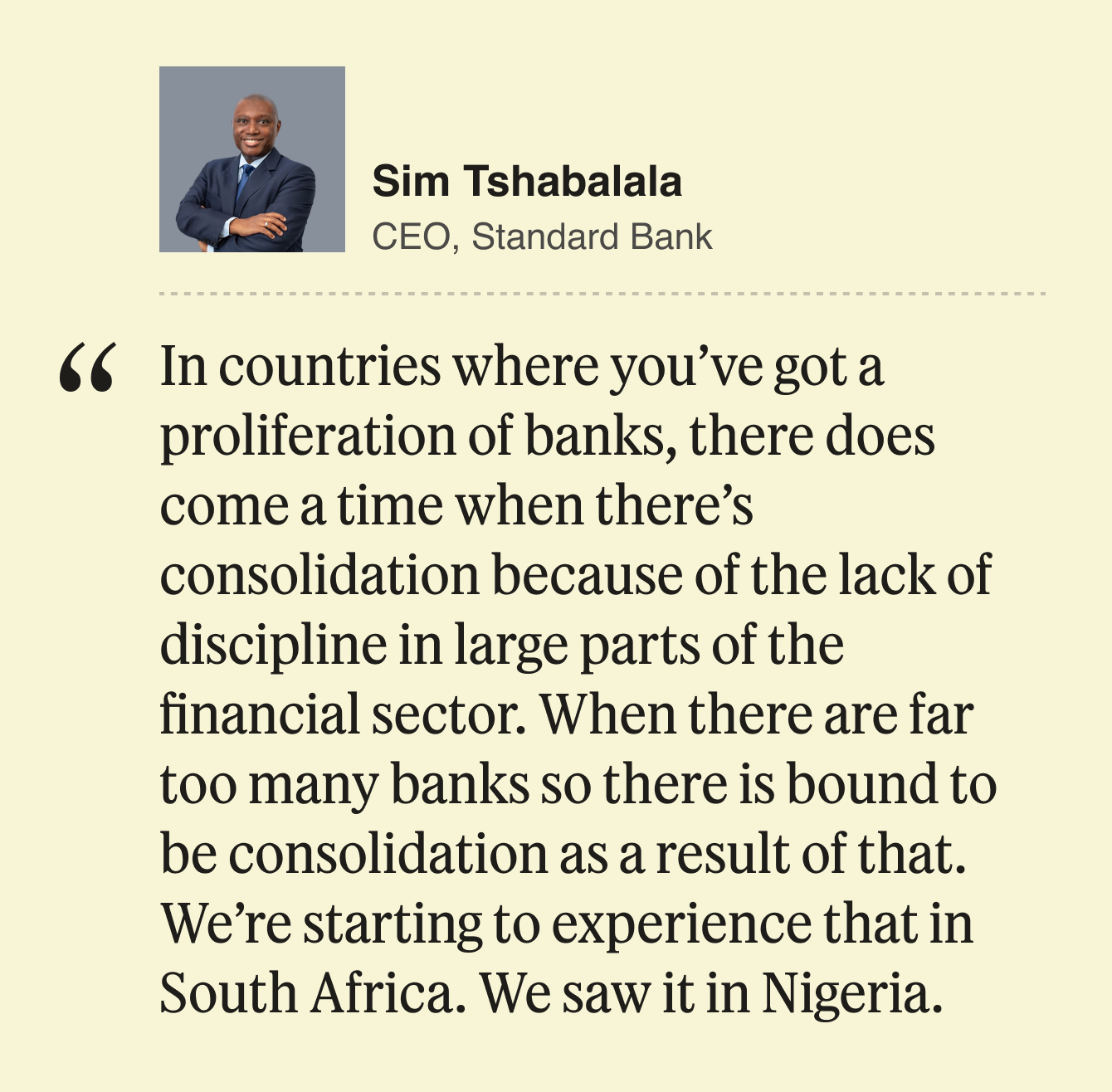 Sim Tshabalala quote.