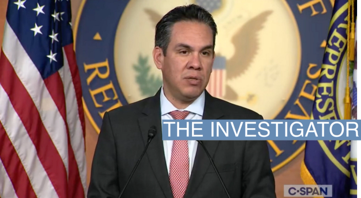 Rep. Pete Aguilar, D-Calif. at a press conference.