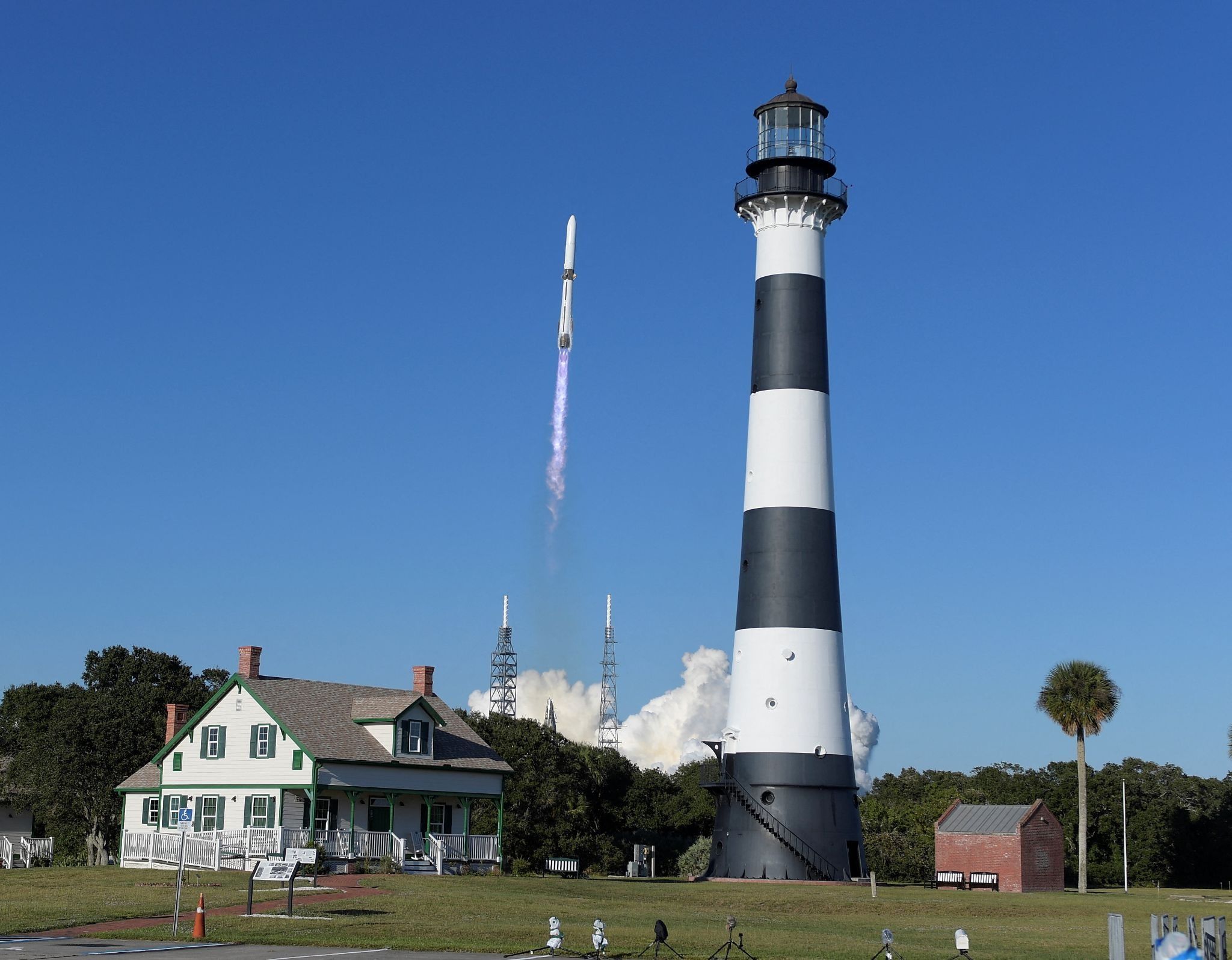 A Blue Origin rocket launch in Cape Canaveral, Florida.