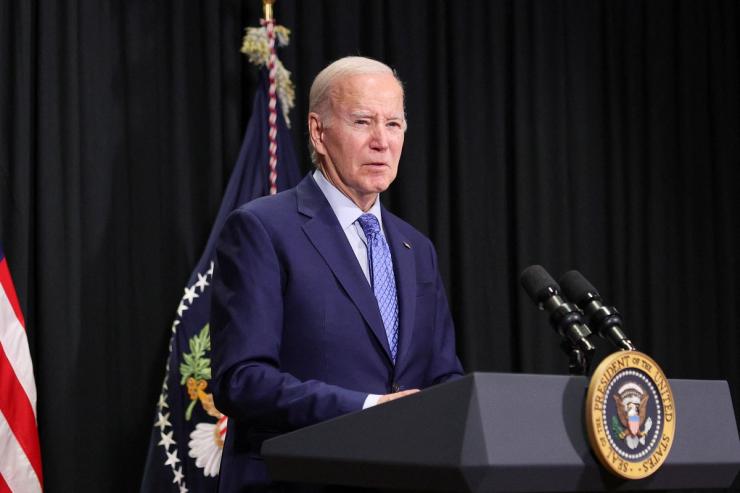U.S. President Joe Biden delivers remarks, following a hostages-prisoners swap deal between Hamas and Israel, during a press conference in Nantucket, Massachusetts, U.S., November 26, 2023.