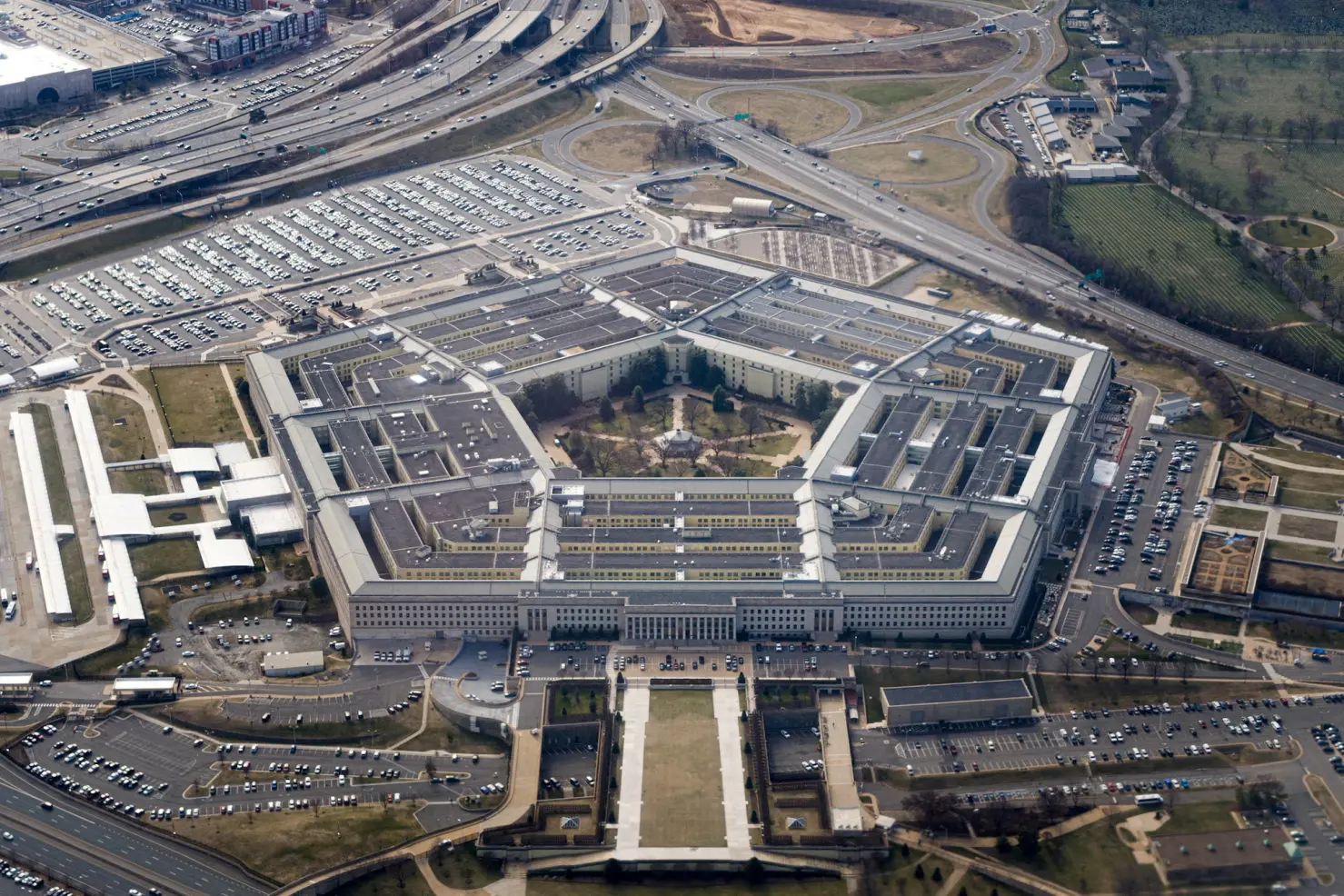 An aerial view of the Pentagon.