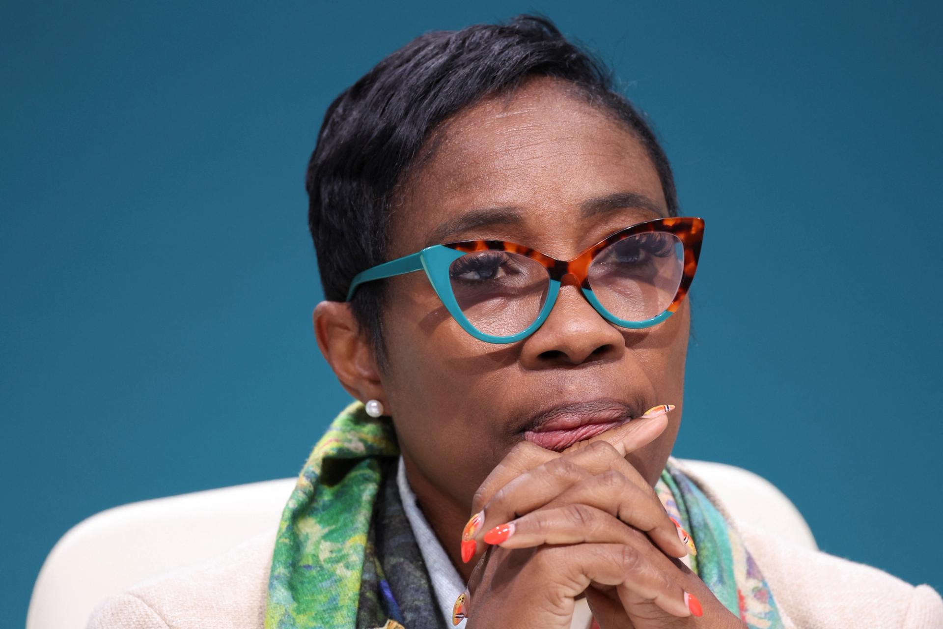 Senator Shantal Munro-Knight, minister of state for climate resilience in the office of the prime minister of Barbados, at a COP29 press conference in Baku