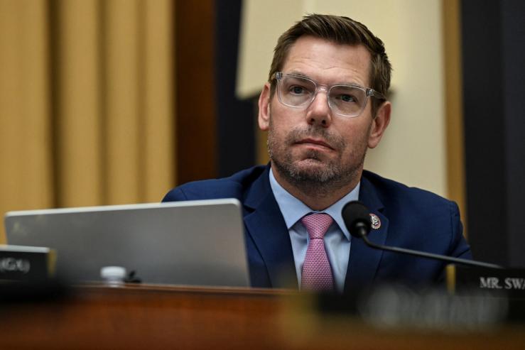 California Democratic Rep. Eric Swalwell attends a House Judiciary Committee hearing with FBI Director Kash Patel on Sept. 17, 2025.