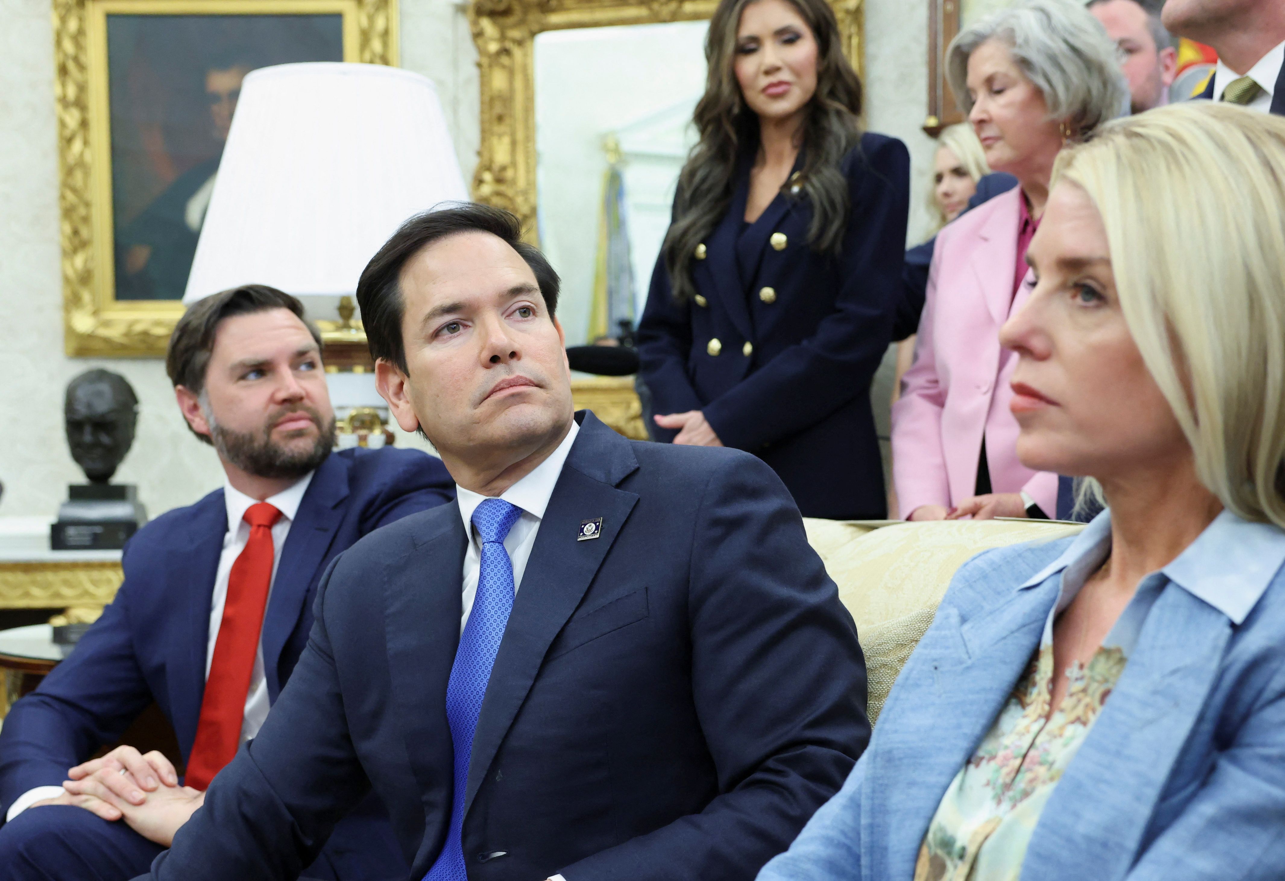 JD Vance and Marco Rubio, with Pam Bondi in the Oval Office