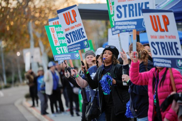 Union workers on strike