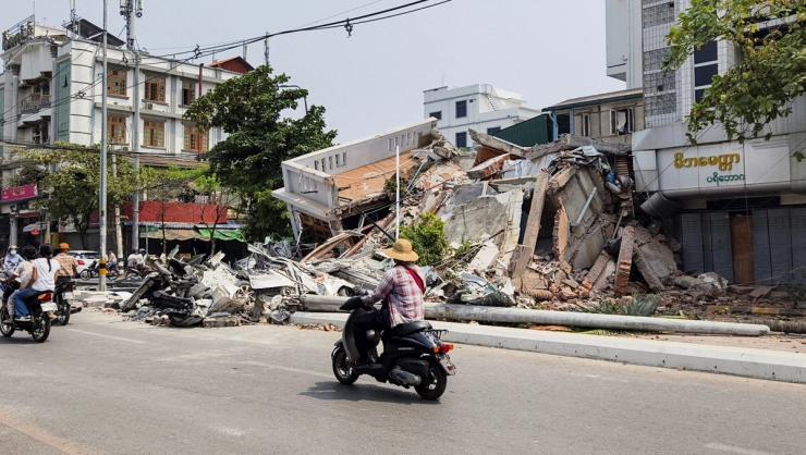 Debris from the earthquake that struck central Myanmar.