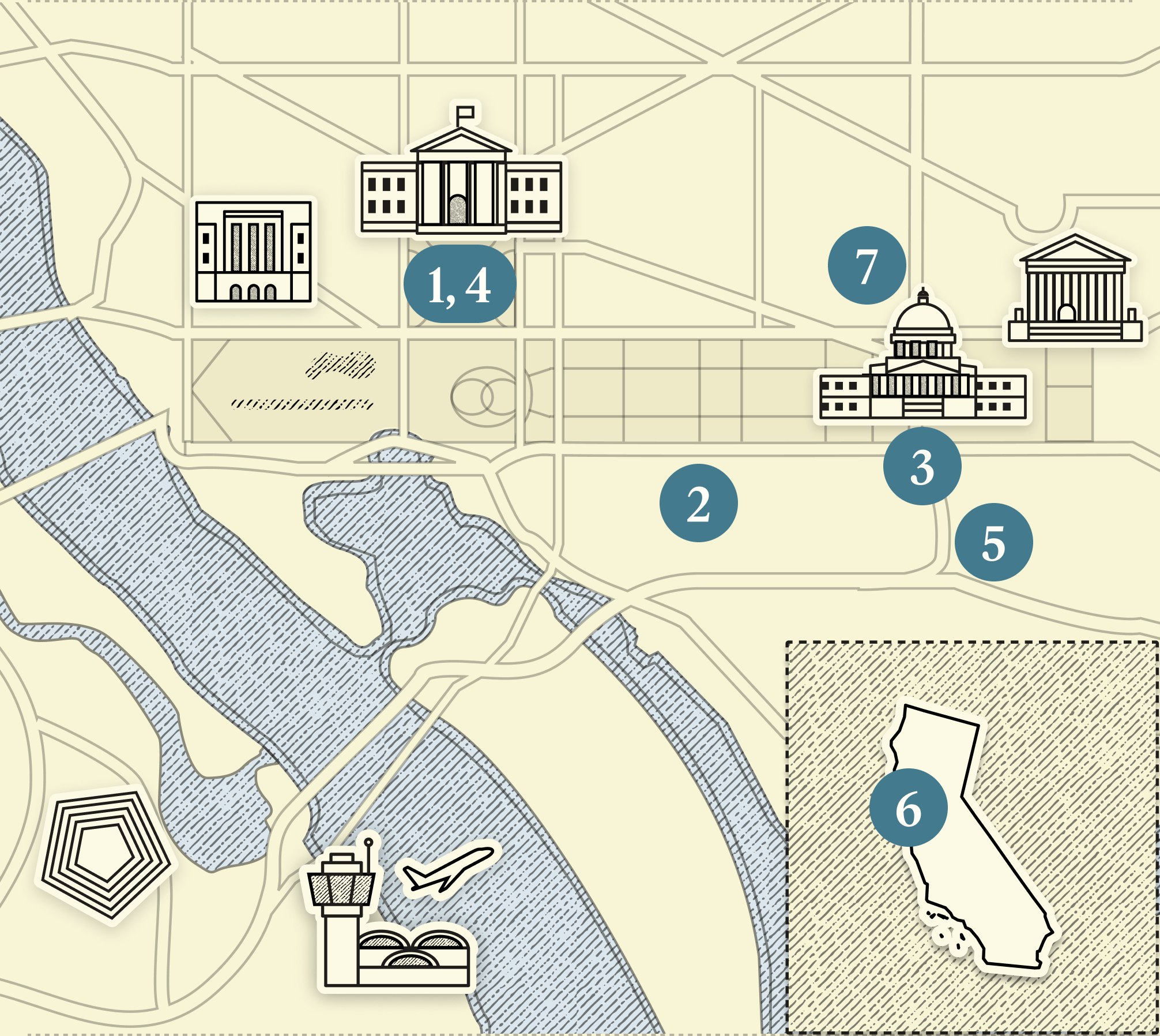 A numbered map of DC.