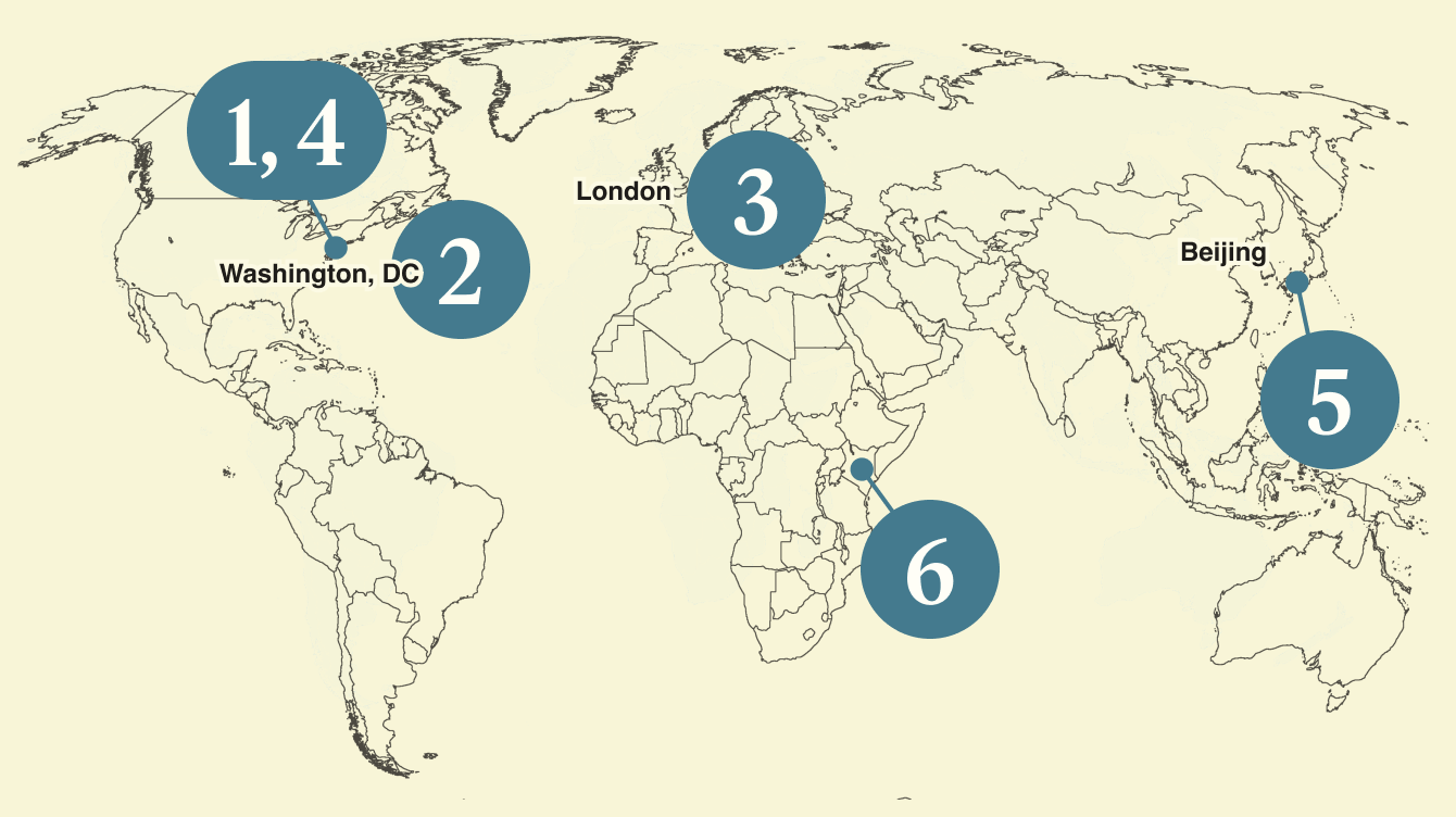 A map of the world.