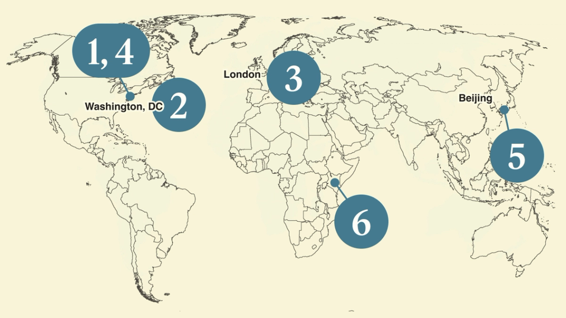 A map of the world.