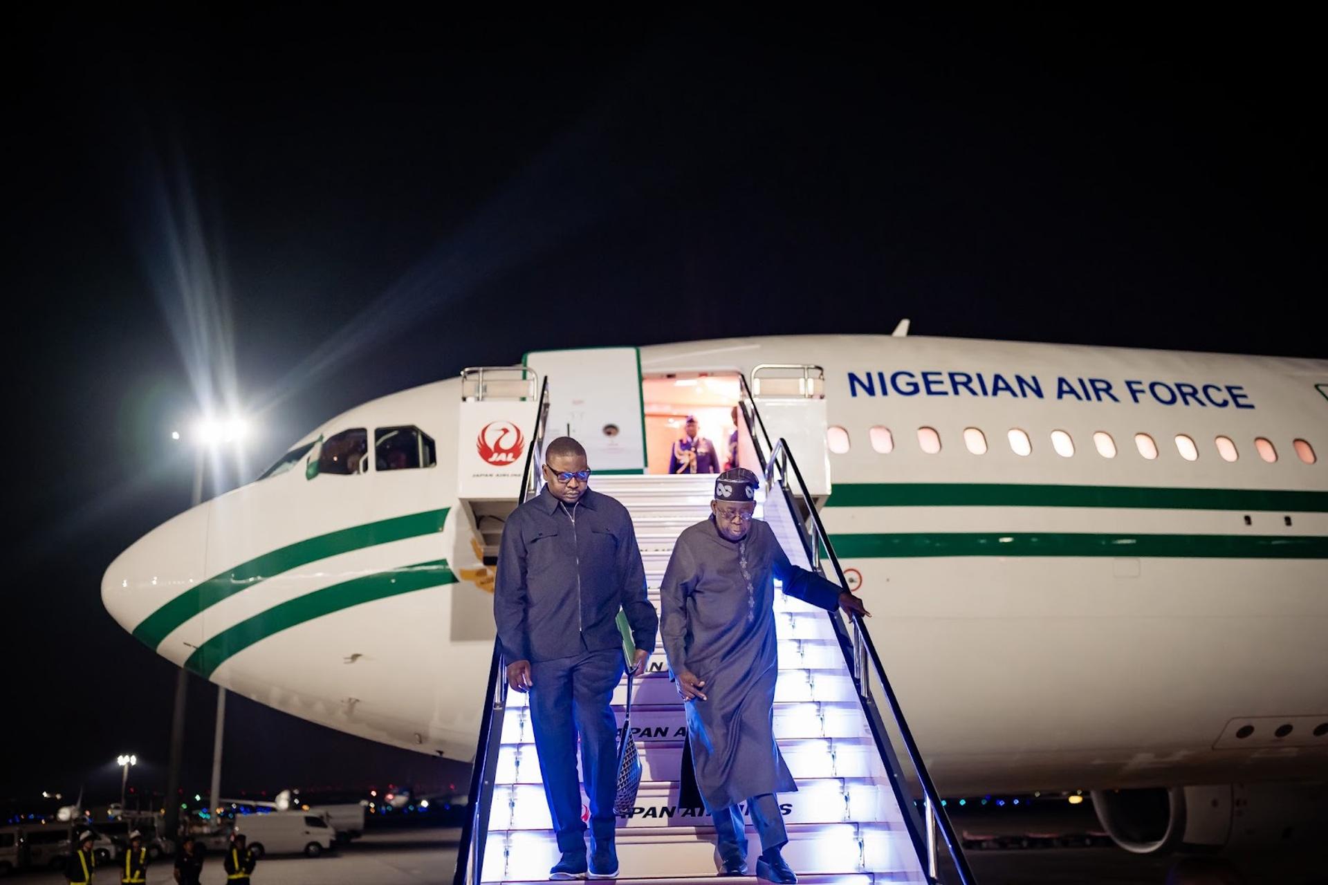 Nigeria’s President Bola Tinubu arrives in Brazil for a state visit. 