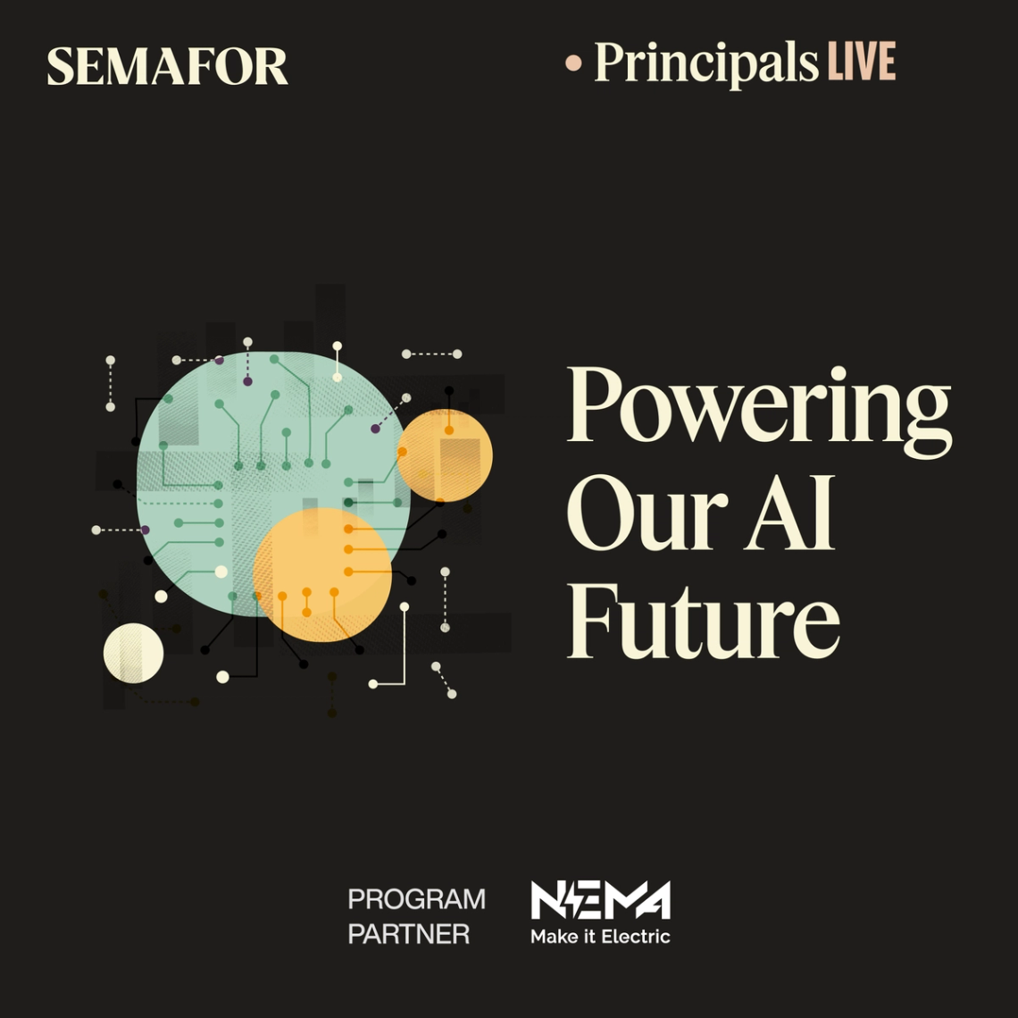 Semafor Live Journalism graphic for “Powering Our AI Future.”