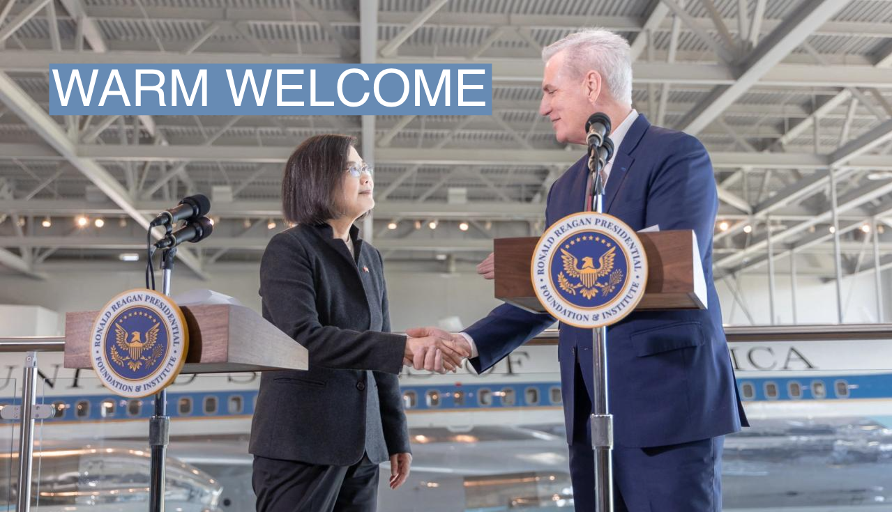 Speaker Kevin McCarthy meets with Taiwan President Tsai Ing-wen.