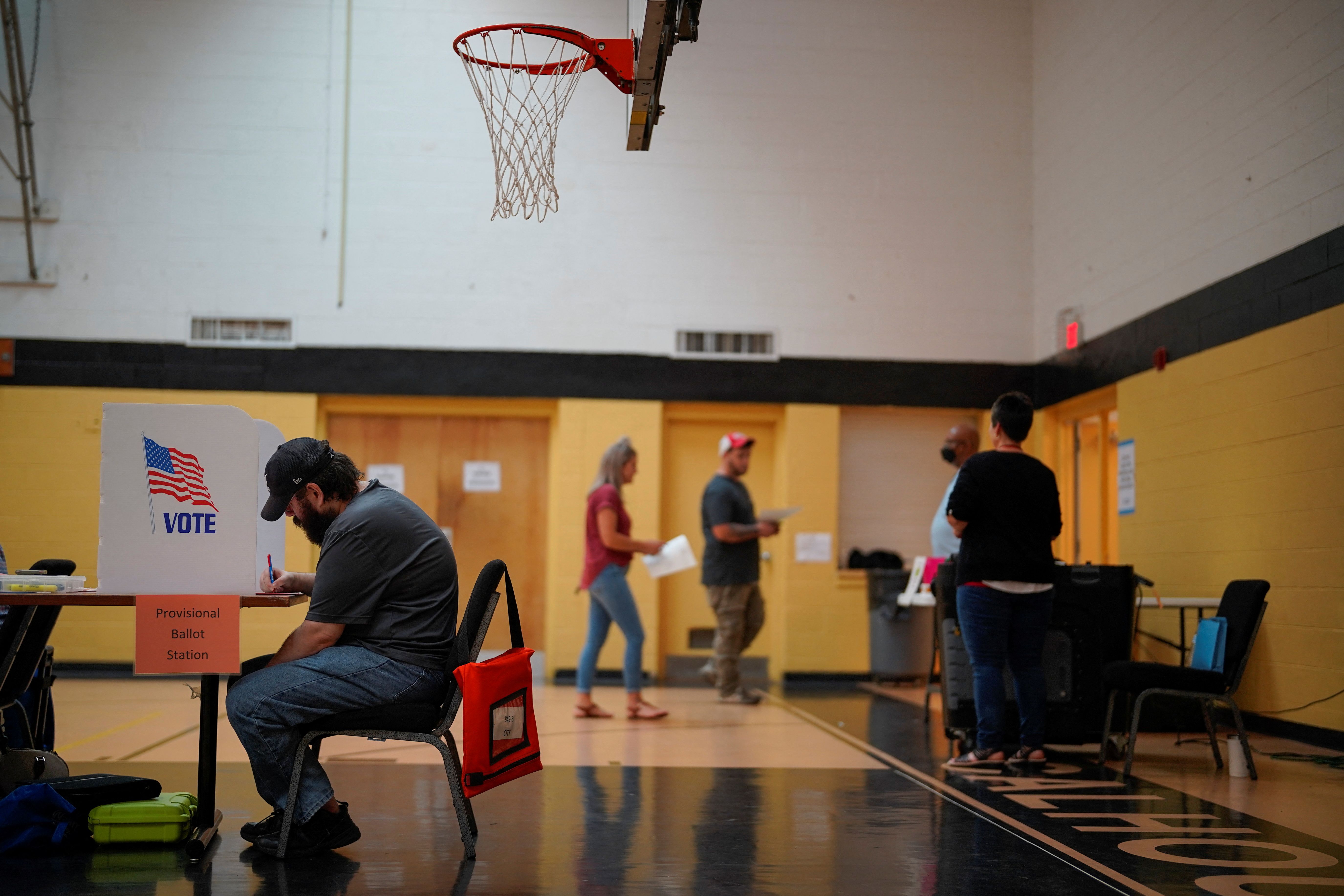 US voters at polling station