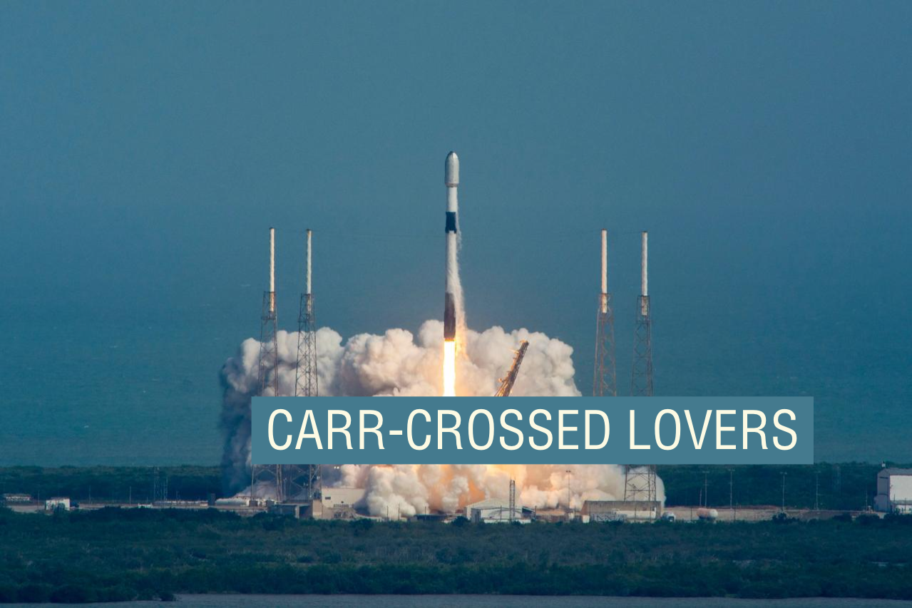 A SpaceX rocket on a Starlink mission blasts off.