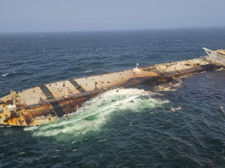 Damaged oil tanker Caroline Bezengi, off the coast of Oman.