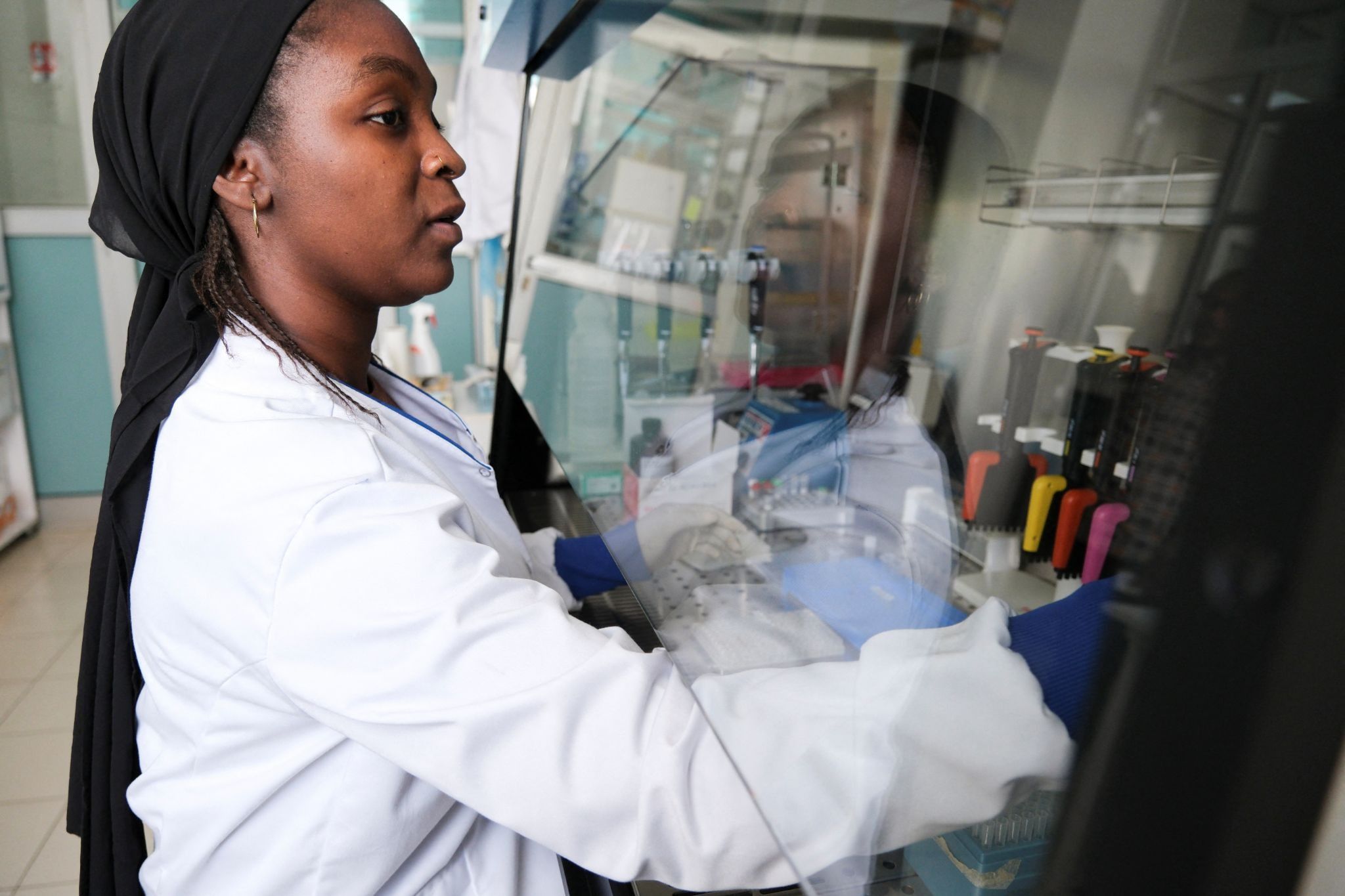 Seynabou Diop works in a laboratory at Institut Pasteur in Dakar, Senegal, May 19, 2026.