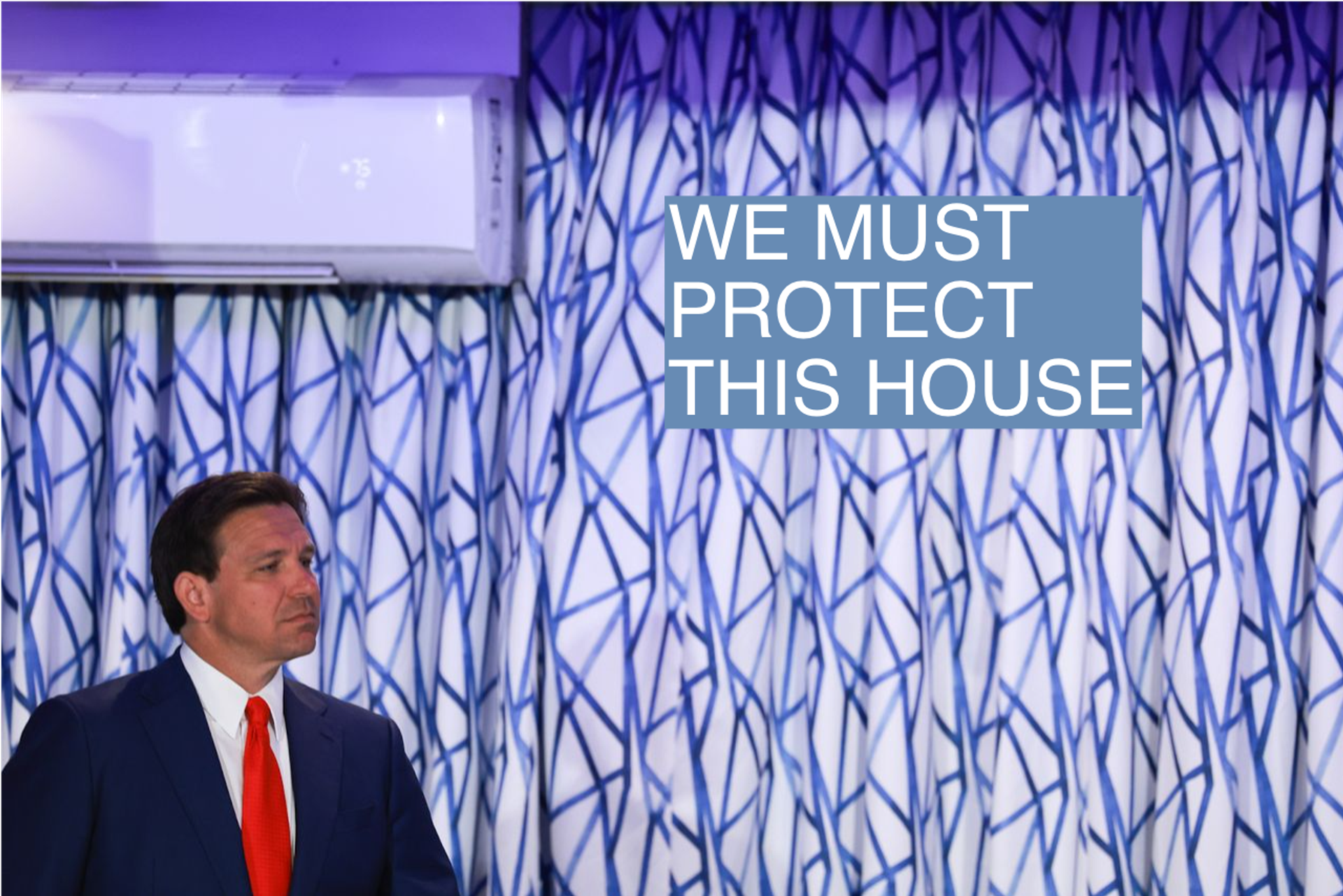 Florida Gov. Ron DeSantis during a news conference held at the Santorini by Georgios restaurant on March 20, 2024 in Miami Beach, Florida.