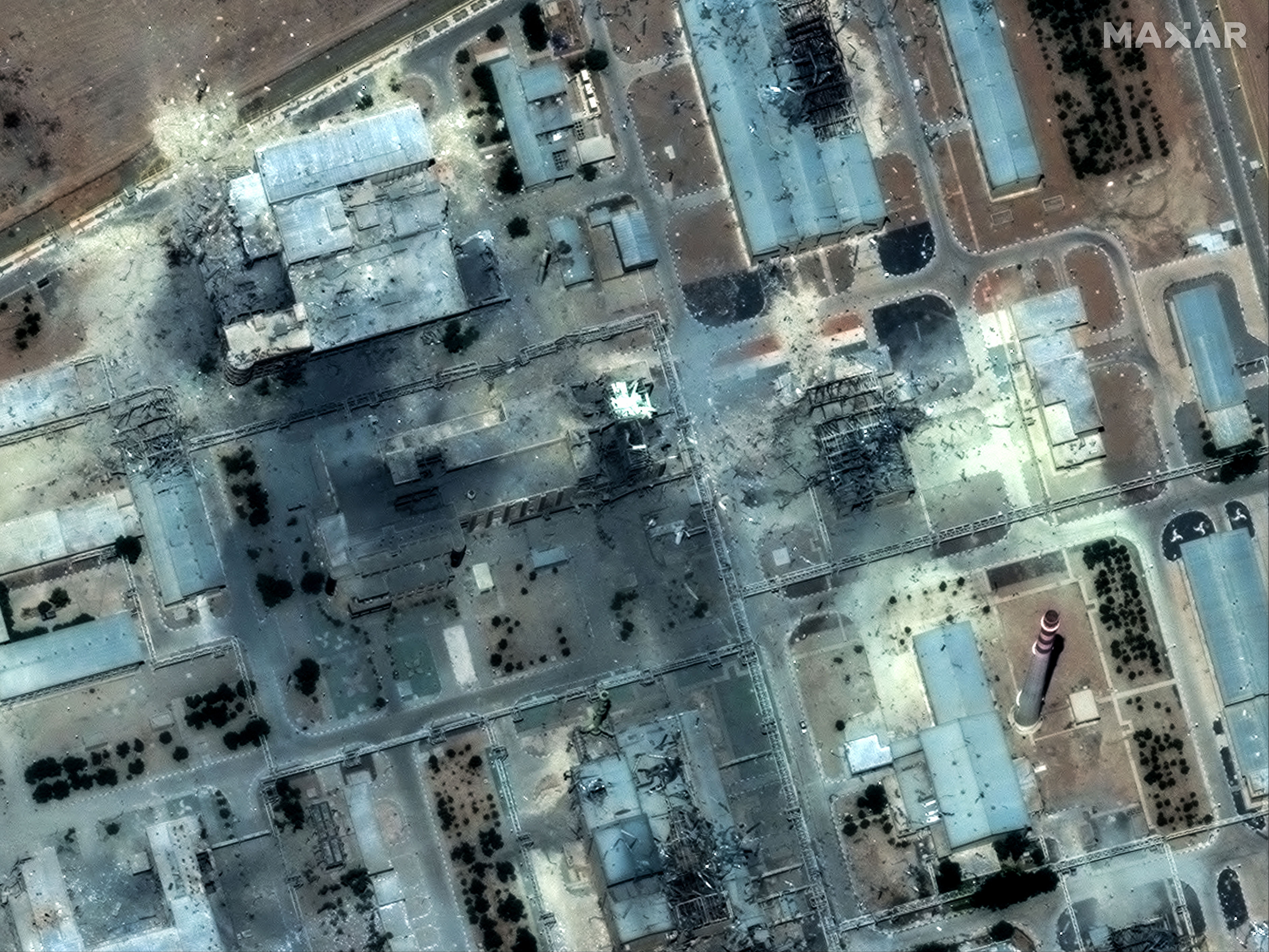 Damaged buildings near the Isfahan Nuclear Technology Center