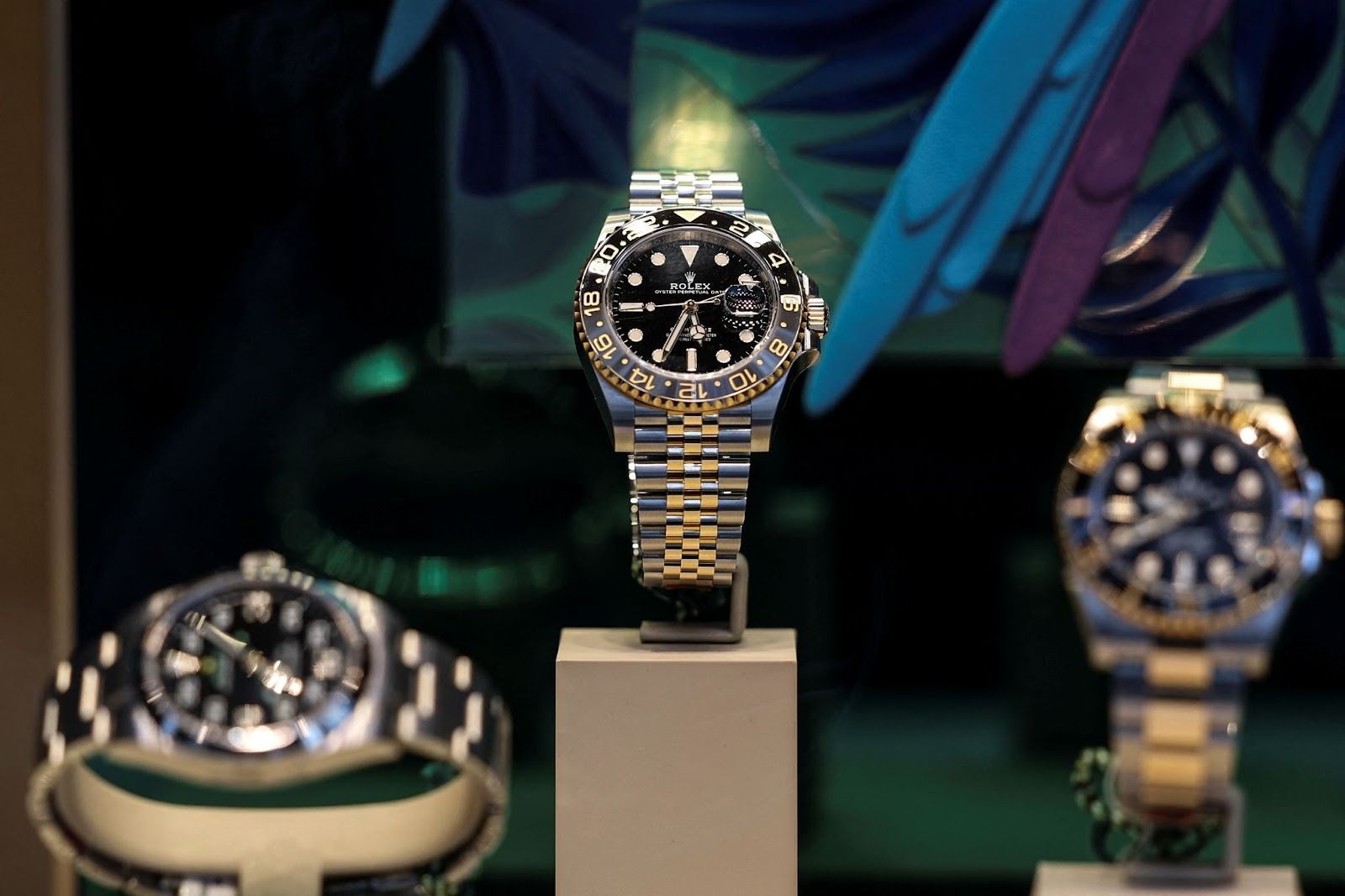 A Rolex watch display