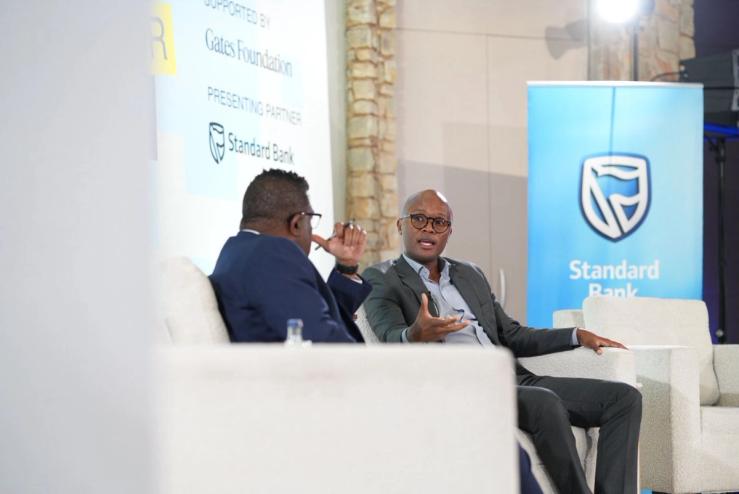 South Africa’s Digital Minister Solly Malatsi with Semafor’s Yinka Adegoke at The Next 3 Billion event in Johannesburg.