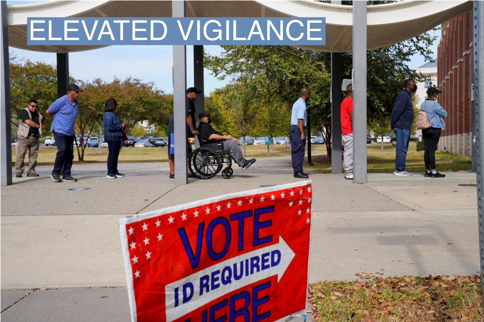 A line of early voters stretches outside the building as early voting begins for the midterm elections at the Citizens Service Center in Columbus, Georgia, U.S., October 17, 2022.