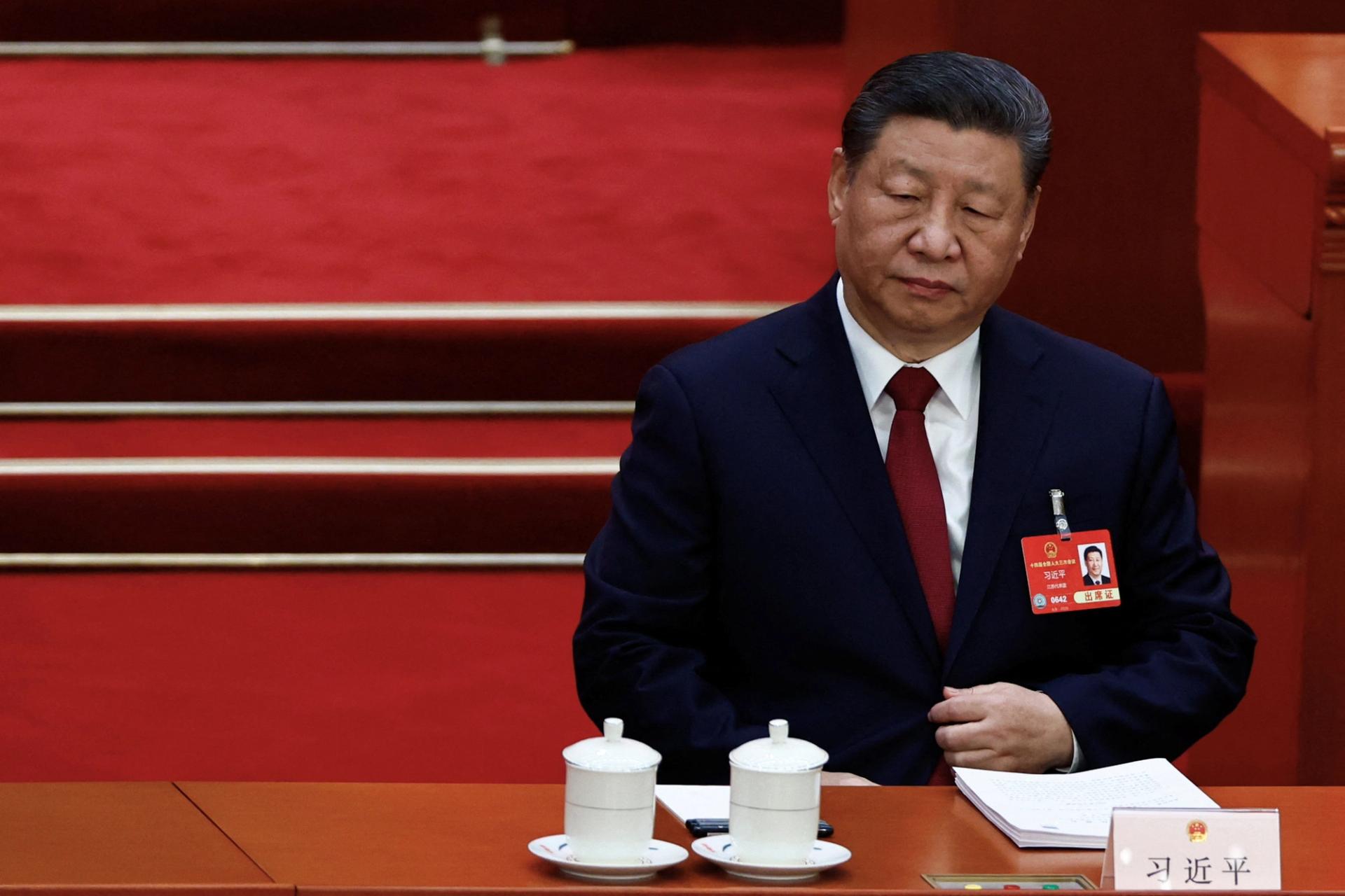 Xi Jinping at the Great Hall of the People in Beijing. 
