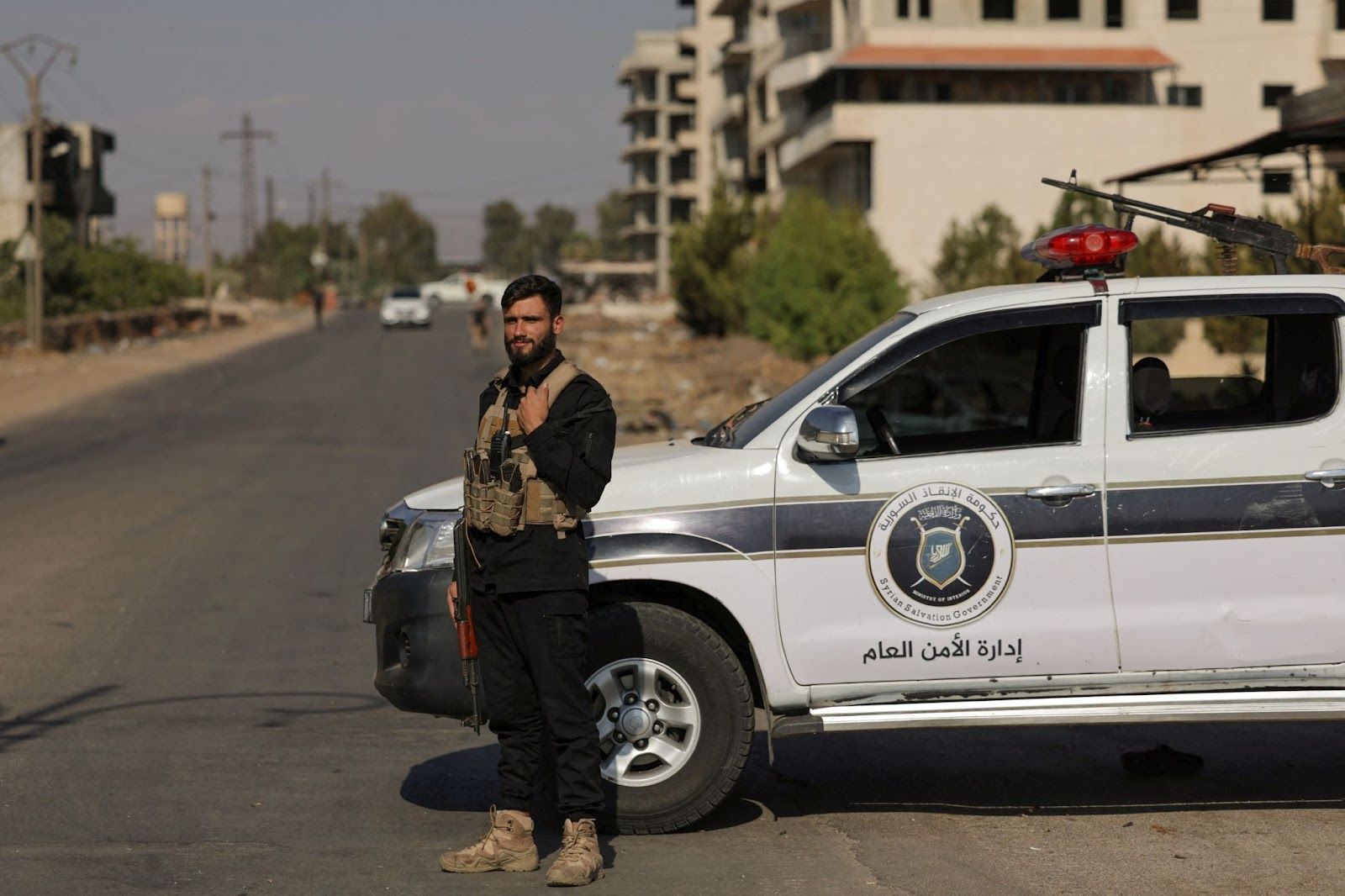 A government checkpoint in the Sweida province. 