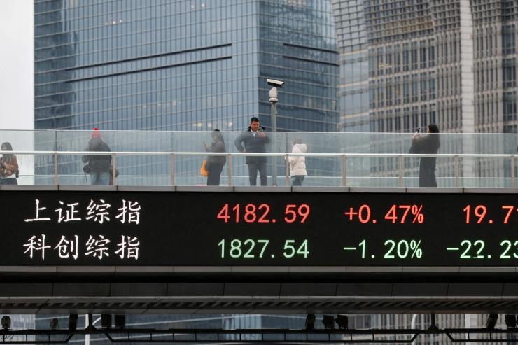 A stock ticker in Shanghai