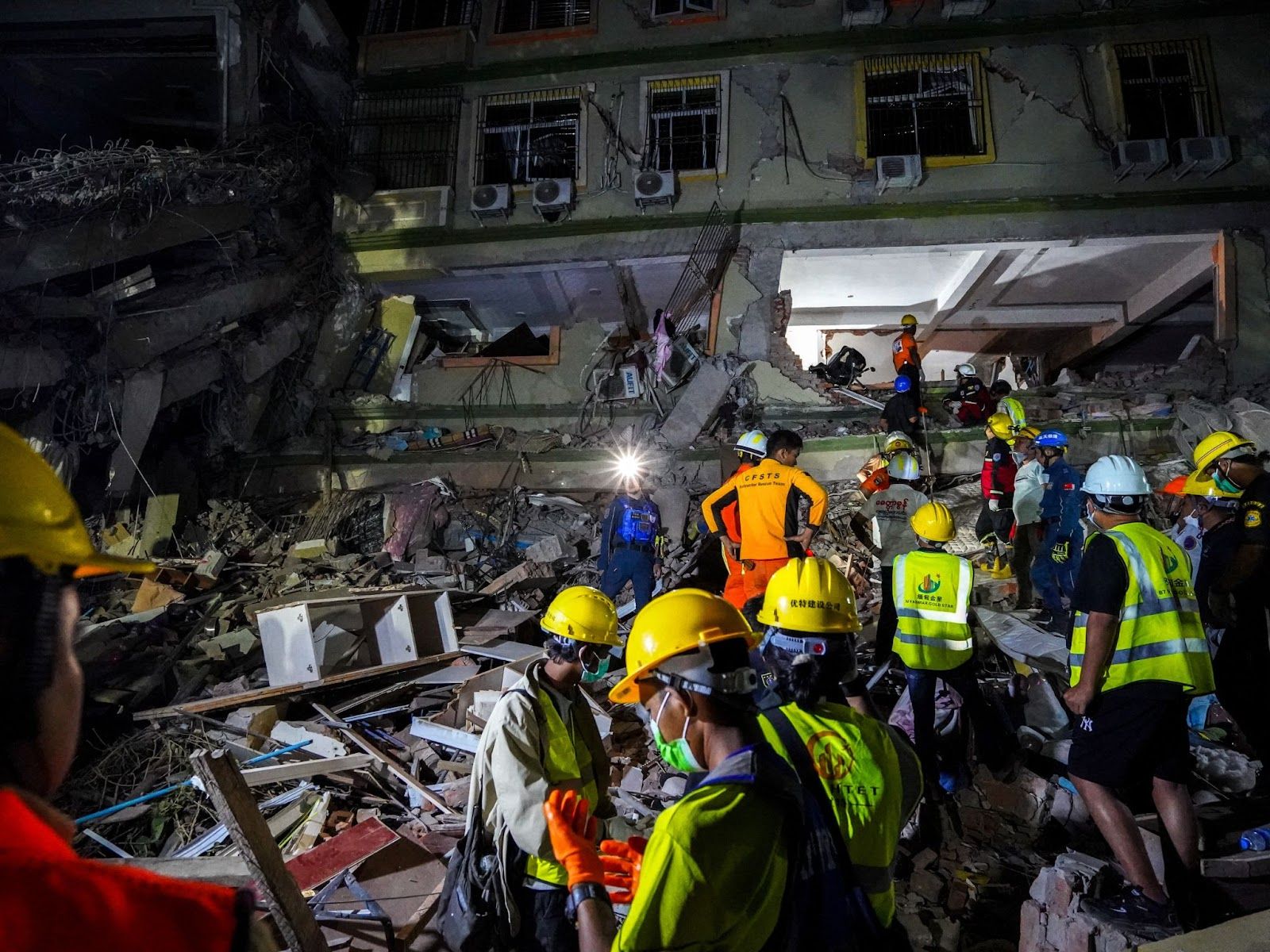 Damage from an earthquake in Myanmar