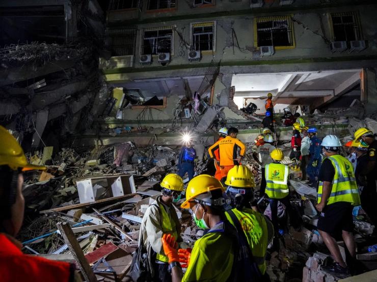Damage from an earthquake in Myanmar