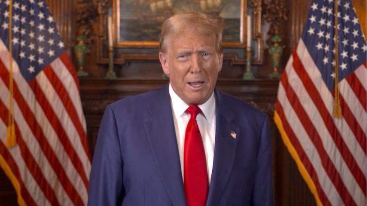 Republican presidential candidate and former U.S. President Donald Trump gives a statement on abortion policy, in this screengrab obtained from a video released on April 8, 2024.