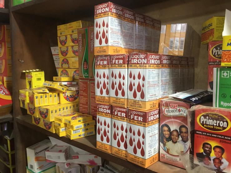 Drugs in a pharmacy.