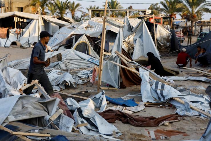The Al-Mawasi area in Khan Younis after the Israel airstrike on Tuesday.