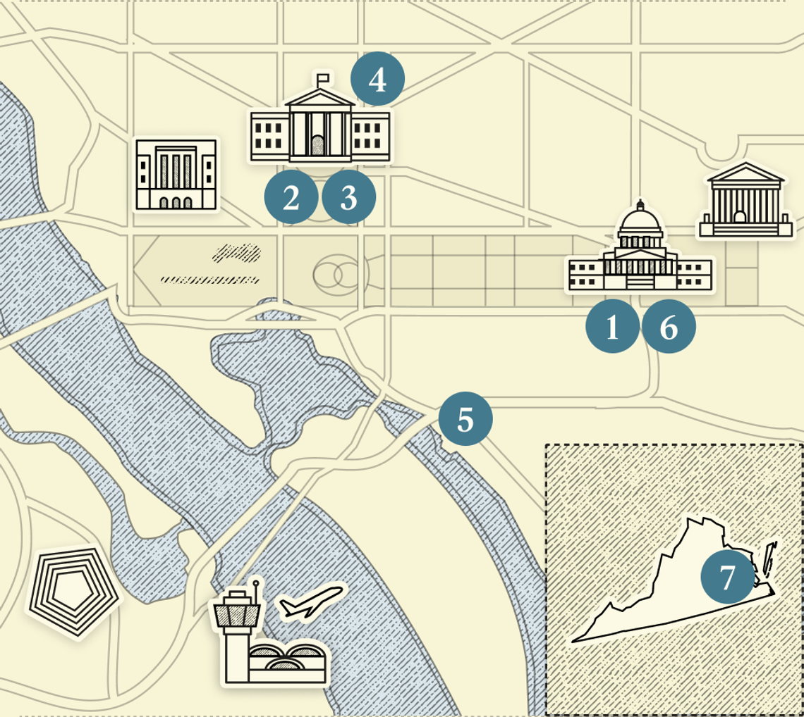 A numbered map of DC.